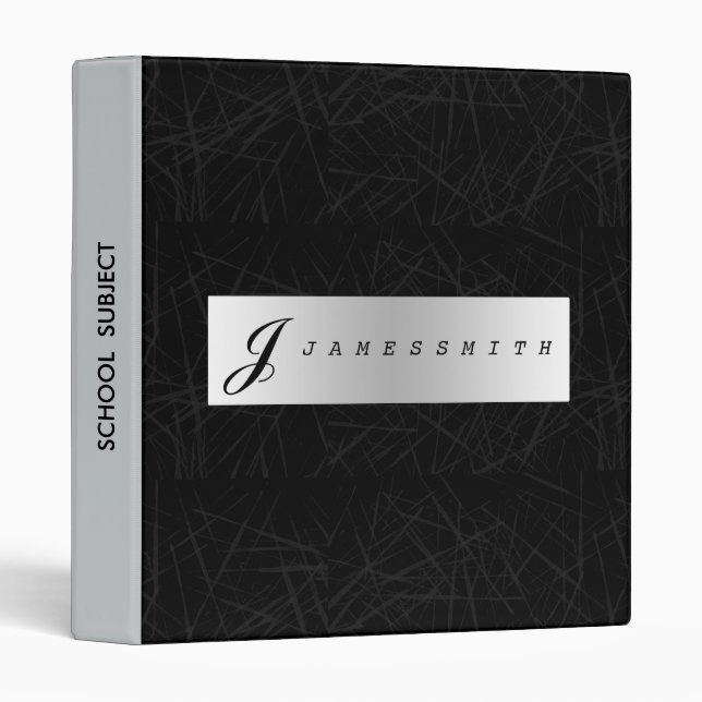Black and Grey Badge Personalized Monogram Binder (Front/Spine)