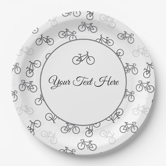 Black and Grey Bikes Paper Plate (Front)