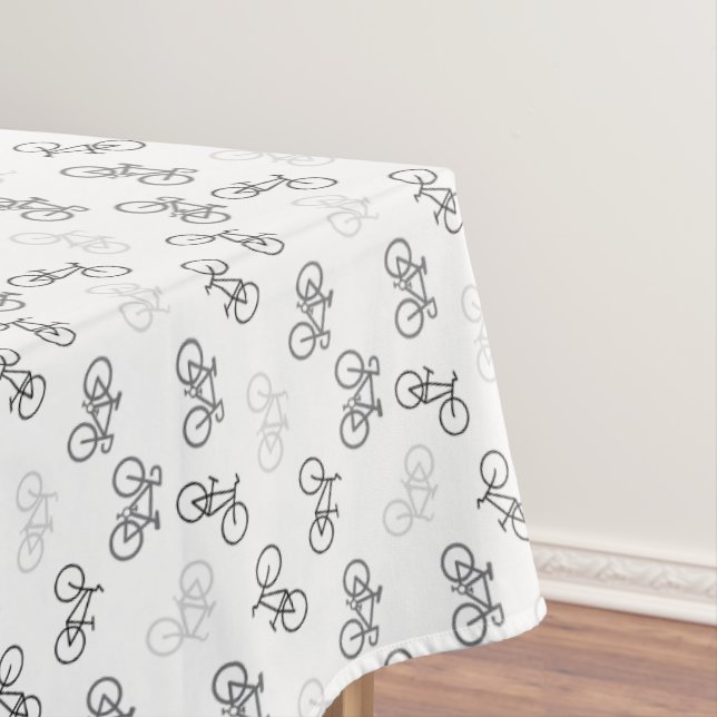 Black and Grey Bikes Tablecloth (In Situ)