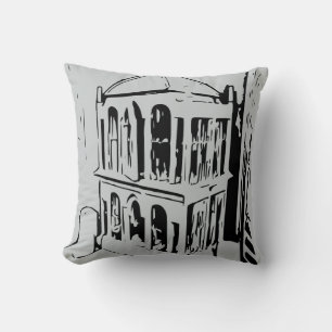 Black and Grey Bird Cage Pillow