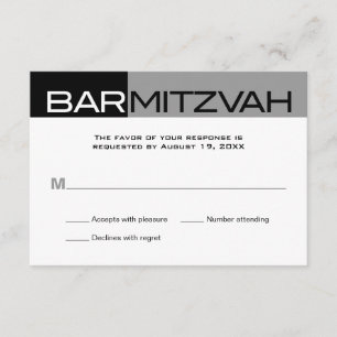 Black and Grey Block Bar Mitzvah Reply RSVP