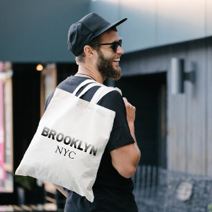 Black and Grey Brooklyn New York Neighbourhoods Tote Bag