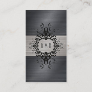 Black And Grey Brushed Aluminum Metal Look Business Card