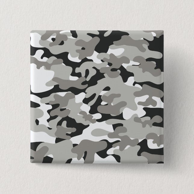 Black and Grey Camo 2 Inch Square Button (Front)