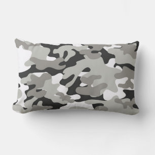 Black and Grey Camo Design Lumbar Pillow