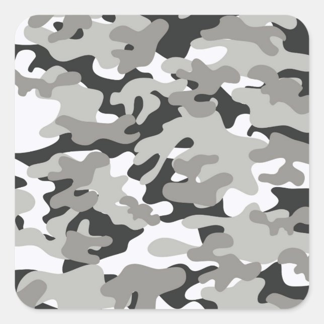 Black and Grey Camo Square Sticker (Front)
