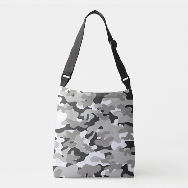Black and Grey Camouflage Cross Body Bag (Front)
