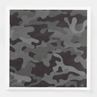 Black and Grey Camouflage Paper Dinner Napkins