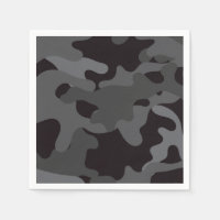 Black and Grey Camouflage Paper Napkins