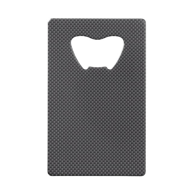 Black and Grey Carbon Fibre Polymer Credit Card Bottle Opener (Front)