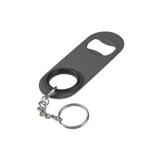 Black and Grey Carbon Fibre Polymer Keychain Bottle Opener