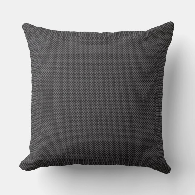 Black and Grey Carbon Fibre Polymer Throw Pillow (Front)