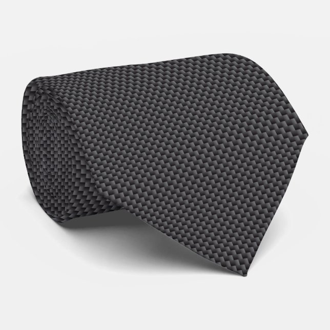 Black and Grey Carbon Fibre Polymer Tie (Rolled)