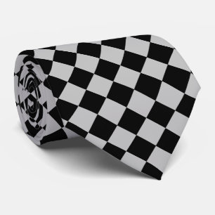 Black and Grey Check Neck Tie - Modern