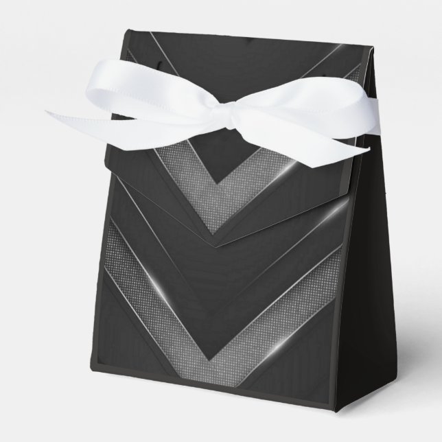 Black And Grey Chevron   Favor Box (Front Side)