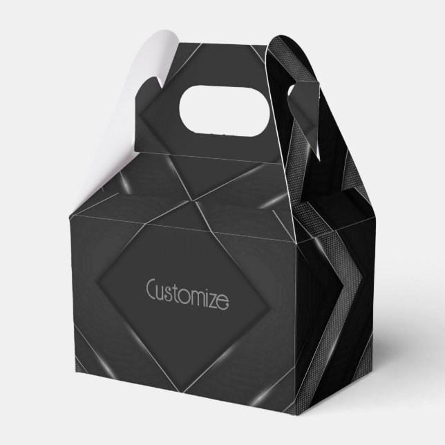 Black And Grey Chevron Gable Favor Box (Front Side)