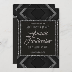 Black And Grey Chevron  Invitation