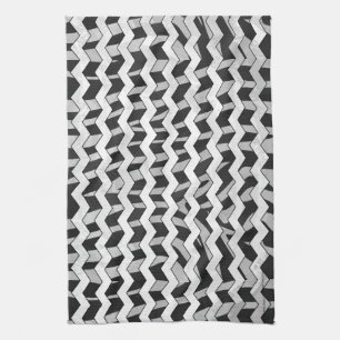 Black and Grey Chevron Zebra pattern Kitchen Towel
