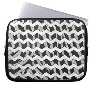 Black and Grey Chevron Zebra pattern Laptop Sleeve