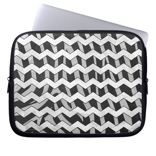 Black and Grey Chevron Zebra pattern Laptop Sleeve (Front)