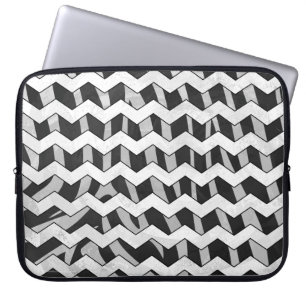 Black and Grey Chevron Zebra pattern Laptop Sleeve
