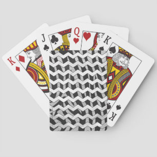Black and Grey Chevron Zebra pattern Playing Cards