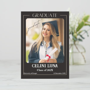 Black And Grey Classic Photo Graduation Announceme Invitation