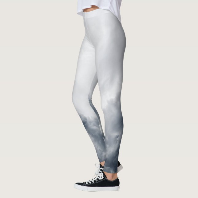 Black and Grey Cloudy All-Over-Print Leggings (Left)
