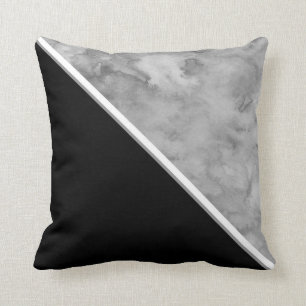 Black and Grey Colour Block Throw Pillow