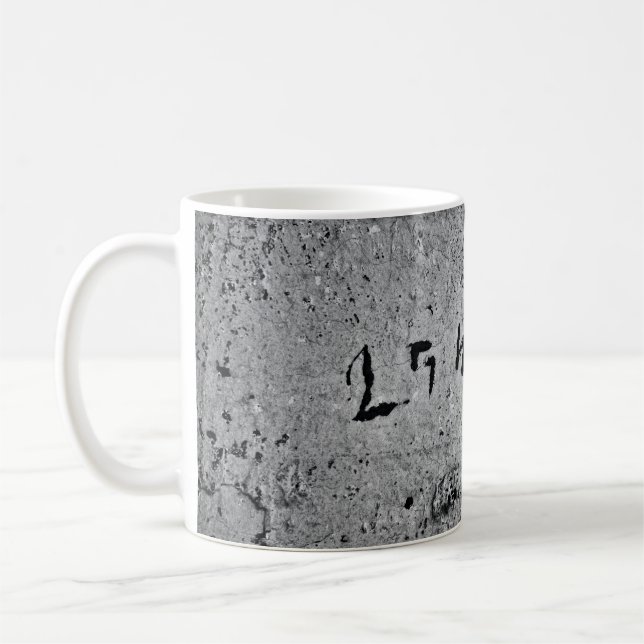 Black and grey concrete surface coffee mug (Left)