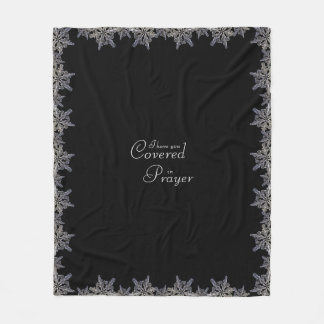 Black and Grey Covered in Prayer Crystal Snowflake Fleece Blanket