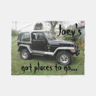 Black and Grey Customized Jeep Blanket Personalize