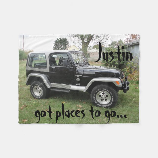 Black and Grey Customized Jeep Blanket Personalize (Front (Horizontal))