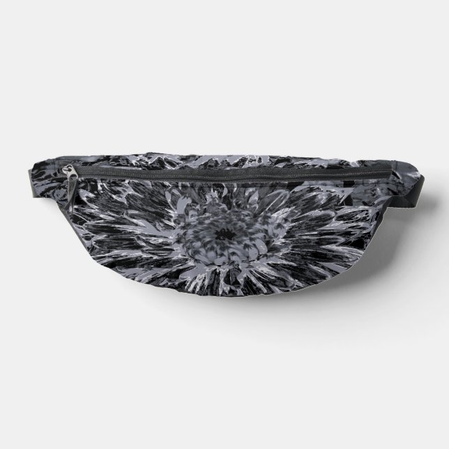 Black and Grey Dahlia Flower Fanny Pack (Lay Down)