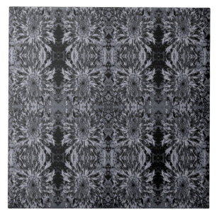 Black and Grey Dahlia Flower Tile