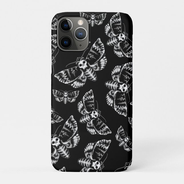 Black and Grey Deaths Head Hawk Moth Gothic Skull Case-Mate iPhone Case (Back)