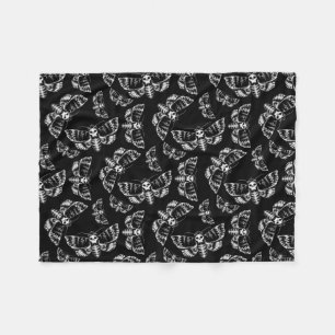 Black and Grey Deaths Head Hawk Moth Gothic Skull Fleece Blanket