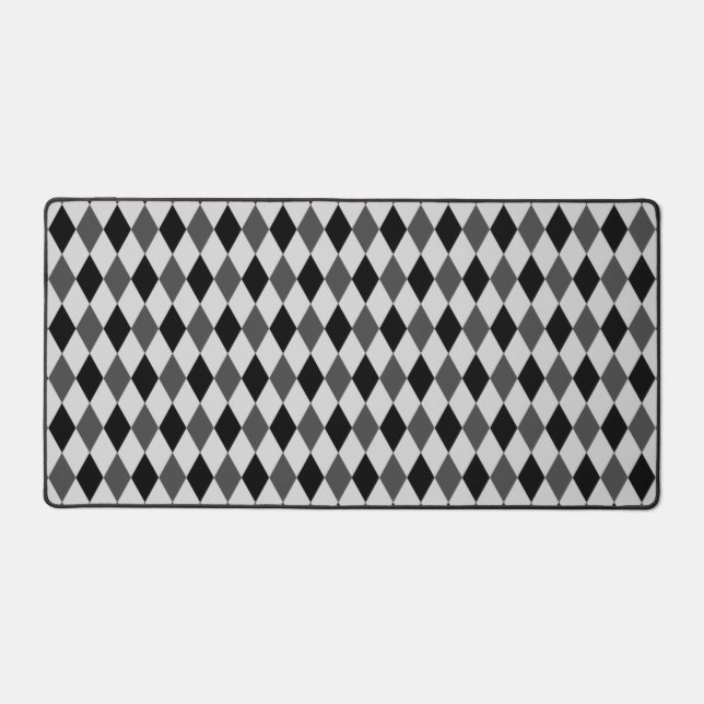 Black and Grey Diamond Pattern  Desk Mat (Front)