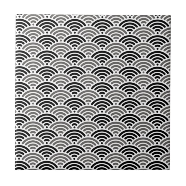 Black And Grey Dragon Scale Kimono Pattern Tile (Front)