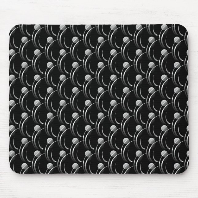 Black and Grey Fancy Swirls Mousepad (Front)
