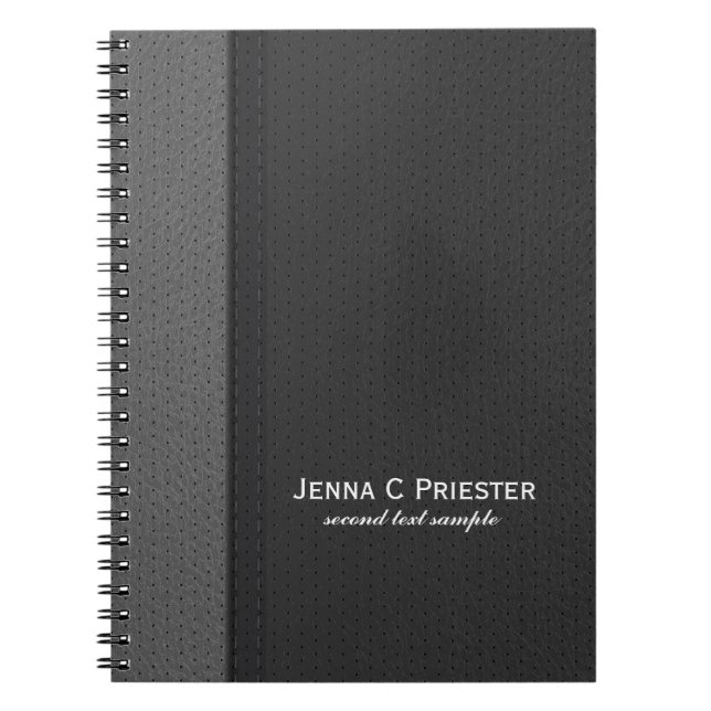 Black And Grey Faux Leather Notebook (Front)