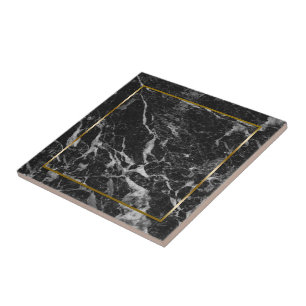Black and grey faux marble stone tile