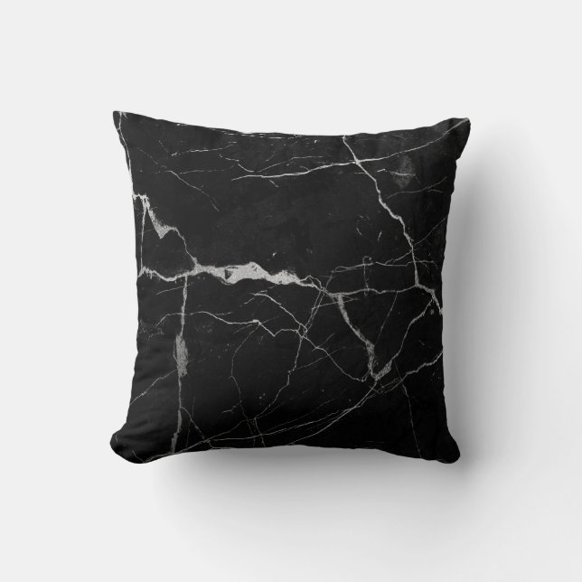 Black and grey faux marble throw pillow (Front)