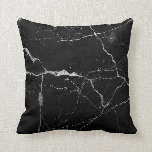 Black and grey faux marble throw pillow