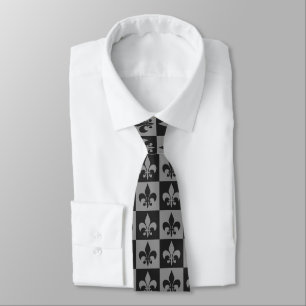 Black and Grey Fleur de lis Tie