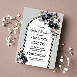 Black and Grey Floral Arch Bridal Shower Invitation