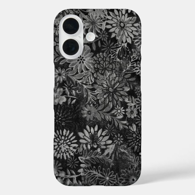 black and grey floral design Case-Mate iPhone case (Back)