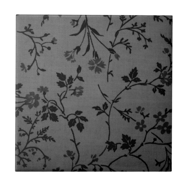 black and grey flower pattern tile (Front)