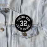 Black and Grey Football Mom Jersey Number 3 Inch Round Button<br><div class="desc">Cheer on your favourite sports team, football player or just show off your school pride with a custom personalized spirit button! Add your school name or personalize with a player's name and jersey number. Perfect for football, basketball, baseball and soccer games! Create custom pins for the whole team, cheerleaders, parents...</div>