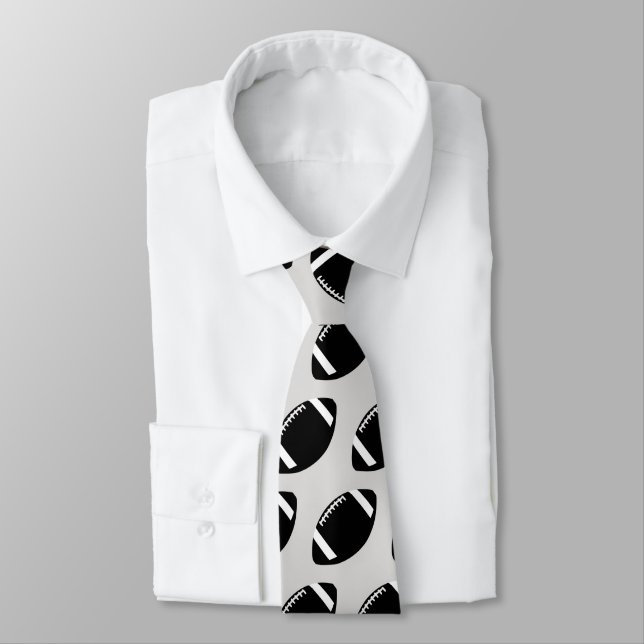 Black and Grey Football Neck Tie (Tied)